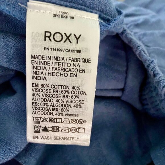 Roxy Blue Split Wide Leg Pants Elastic Waistband Belt Pockets Women's Small NEW - Picture 7 of 7